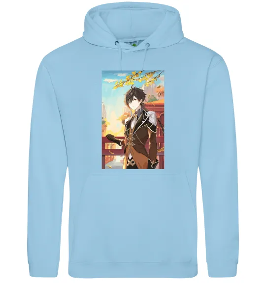 Чоловіча толстовка (худі) Genshion impact Zhongli Блакитний фото