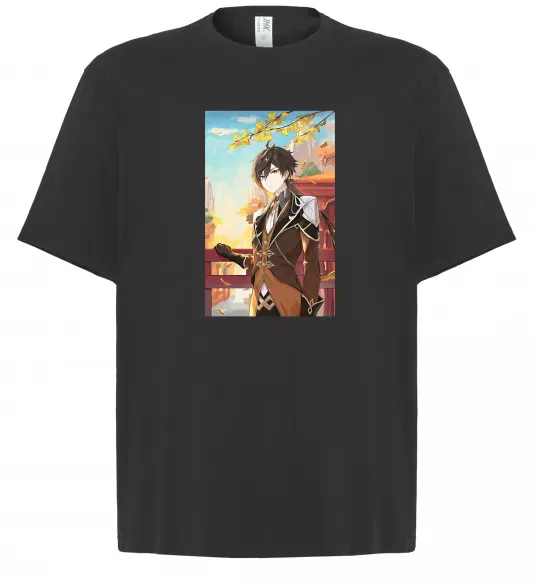 Футболка Оверсайз Genshion impact Zhongli Чорний фото