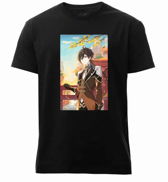 Мужская премиум футболка Genshion impact Zhongli Черный фото