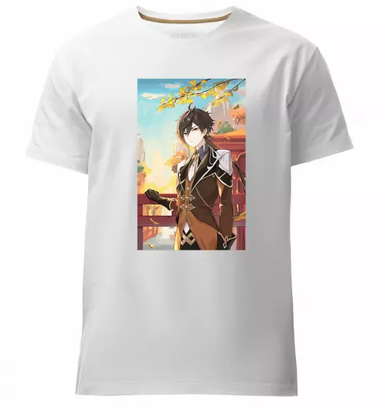 Мужская премиум футболка Genshion impact Zhongli Белый фото