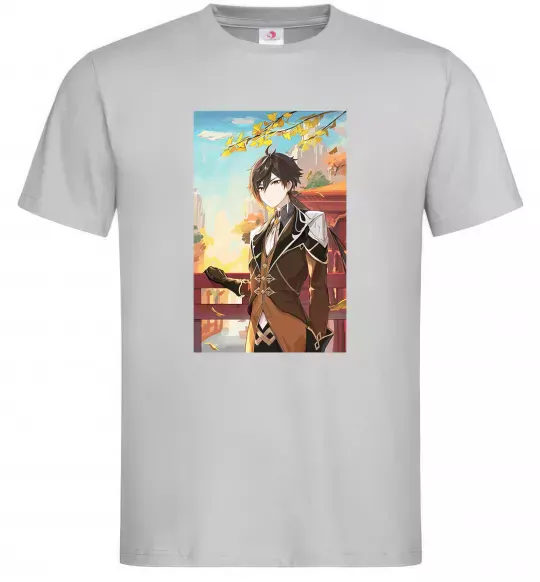 Мужская футболка Genshion impact Zhongli Серый фото