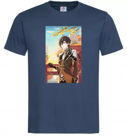 Мужская футболка Genshion impact Zhongli Темно-синий фото