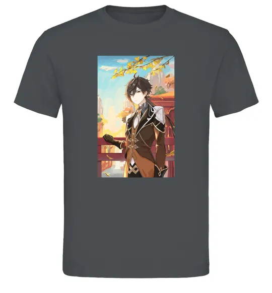 Мужская футболка Genshion impact Zhongli Графит фото