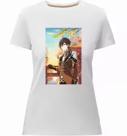 Женская премиум футболка Genshion impact Сяо Белый фото