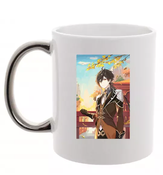 Чашка с цветной ручкой Genshion impact Zhongli Серебро фото