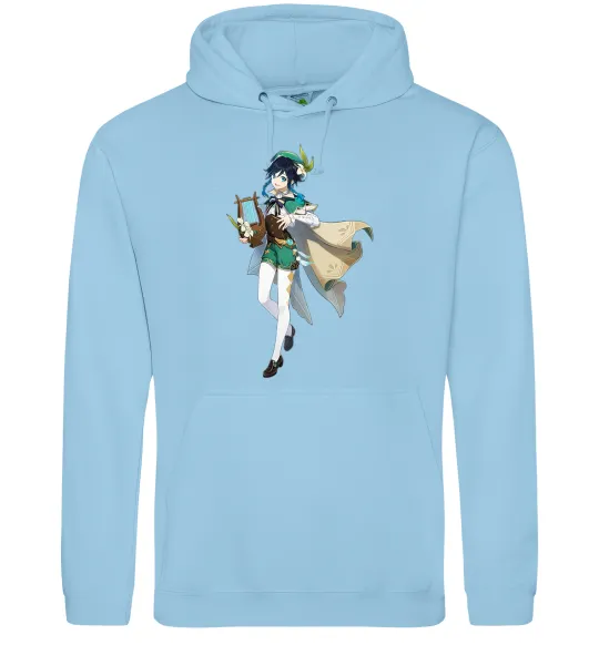 Чоловіча толстовка (худі) Genshion impact Венти Блакитний фото