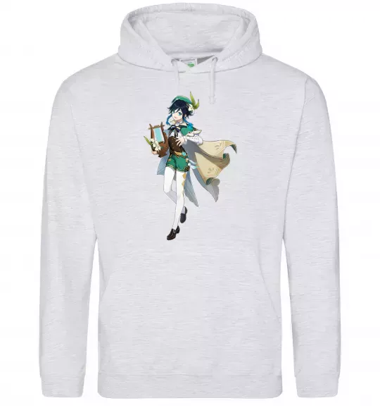 Женская толстовка (худи) Genshion impact Венти Серый меланж фото