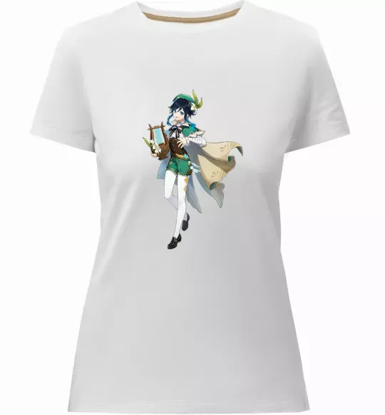 Женская премиум футболка Genshion impact Венти Белый фото