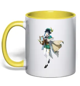 Чашка с цветной ручкой Genshion impact Чжун Ли Голубой фото