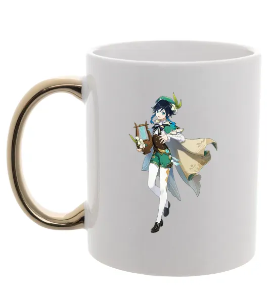 Чашка з кольоровою ручкою Genshion impact Венти Золото фото