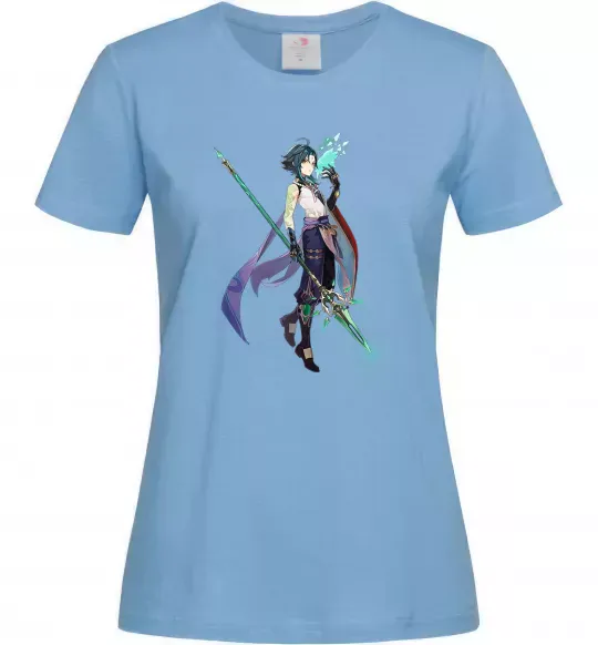 Женская футболка Genshion impact Сяо Голубой фото