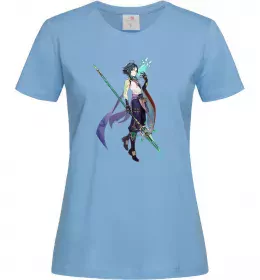 Женская футболка Genshion impact Сяо Голубой фото