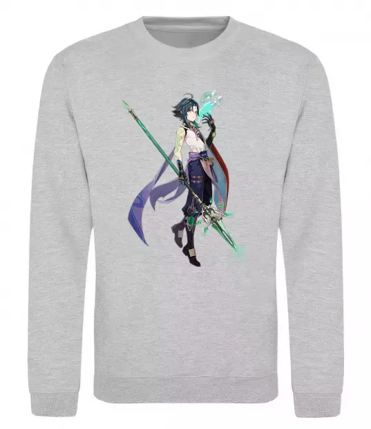 Свитшот Genshion impact Сяо Серый меланж фото