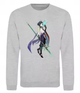 Свитшот Genshion impact Сяо Серый меланж фото