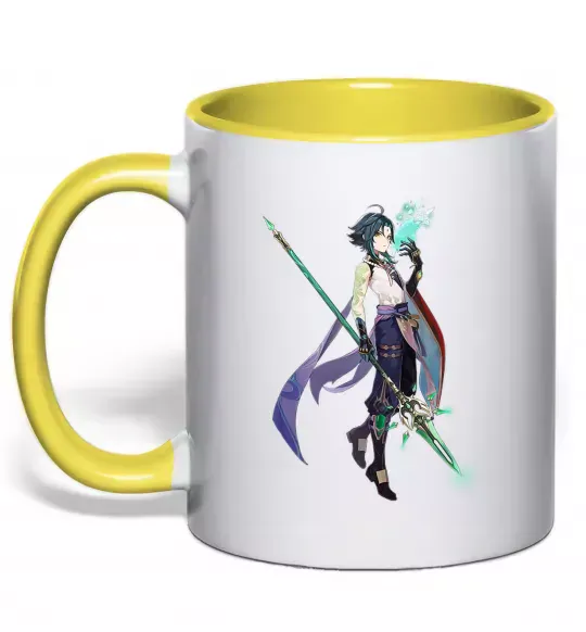 Чашка з кольоровою ручкою Genshion impact Сяо Сонячно жовтий фото