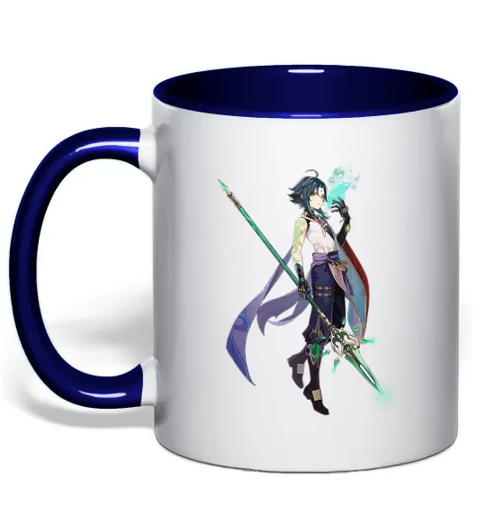 Чашка з кольоровою ручкою Genshion impact Сяо Глибокий темно-синій фото