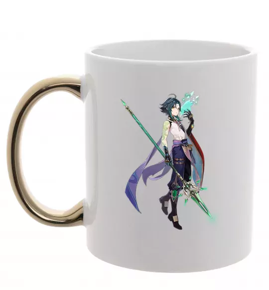 Чашка з кольоровою ручкою Genshion impact Сяо Золото фото