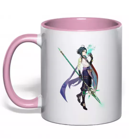 Чашка з кольоровою ручкою Genshion impact Сяо Ніжно рожевий фото