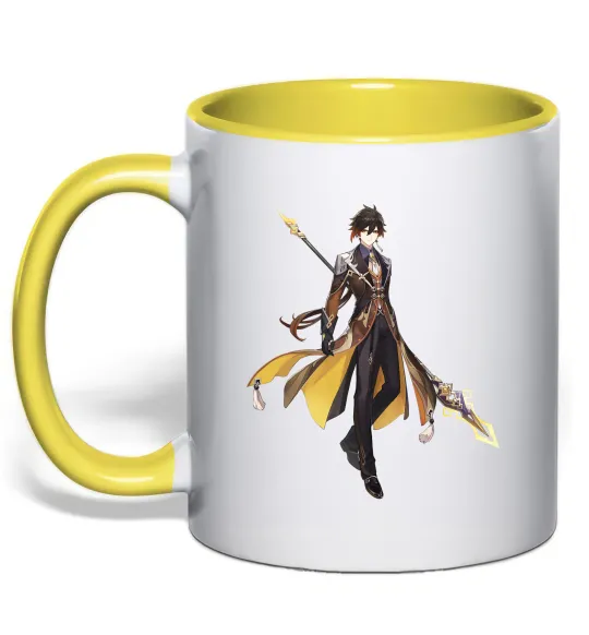 Чашка с цветной ручкой Genshion impact Чжун Ли Лимонный фото