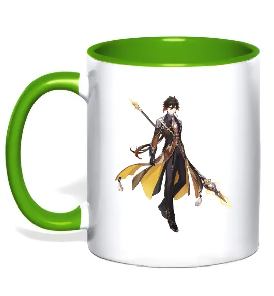 Чашка с цветной ручкой Genshion impact Чжун Ли Лаймовый фото