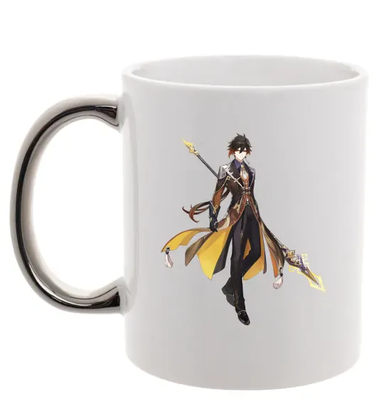 Чашка с цветной ручкой Genshion impact Чжун Ли Серебро фото