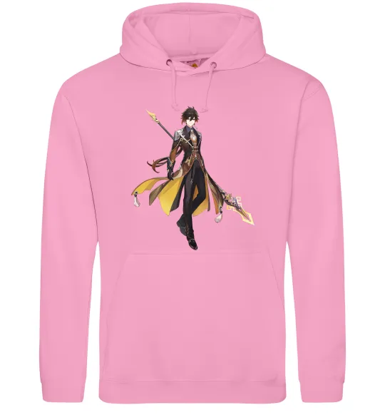 Чоловіча толстовка (худі) Genshion impact Чжун Ли Рожевий фото