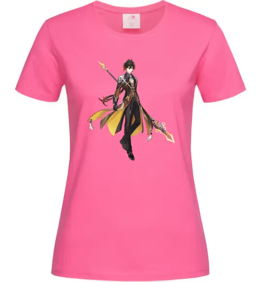 Жіноча футболка Genshion impact Чжун Ли Яскраво-рожевий фото