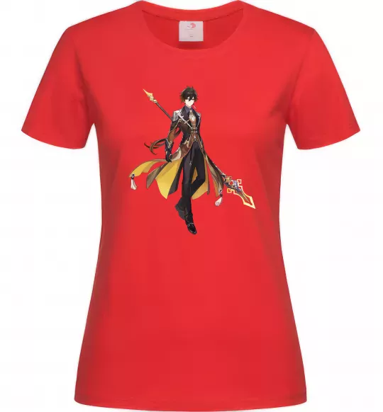 Жіноча футболка Genshion impact Чжун Ли Червоний фото