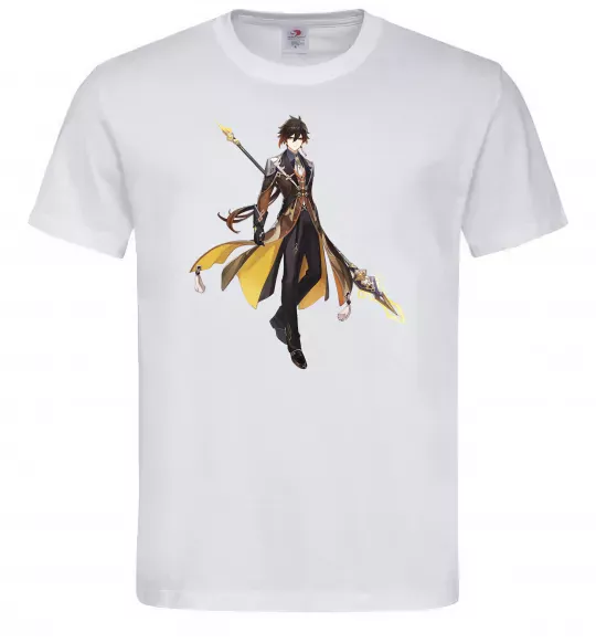 Мужская футболка Genshion impact Чжун Ли Белый фото