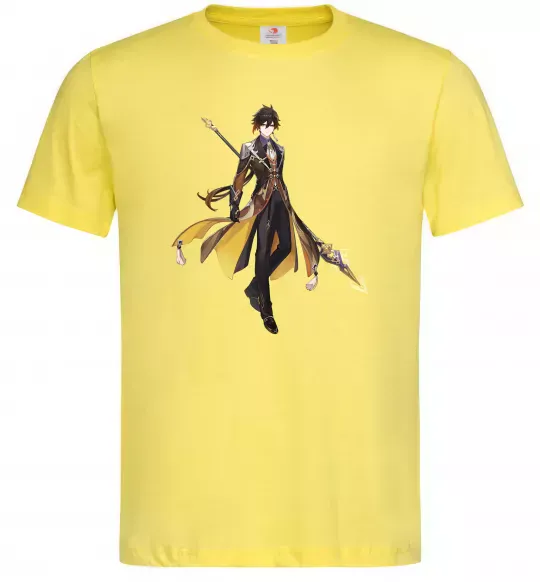 Мужская футболка Genshion impact Чжун Ли Лимонный фото