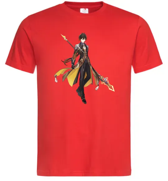 Мужская футболка Genshion impact Чжун Ли Красный фото