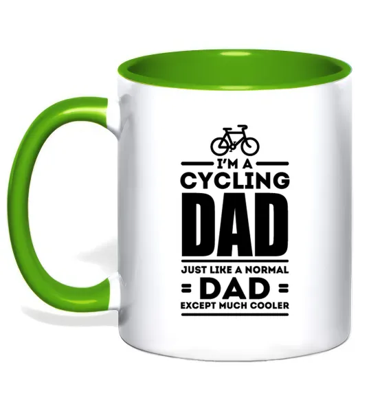 Чашка с цветной ручкой Im a cycling Dad Лаймовый фото