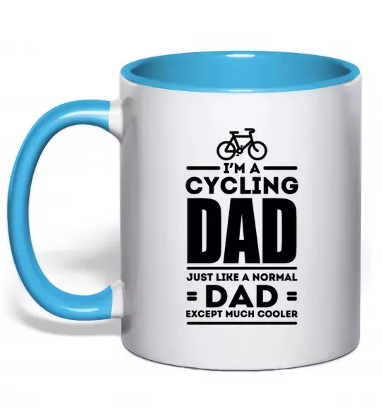 Чашка с цветной ручкой Im a cycling Dad Голубой фото