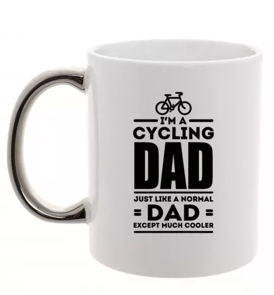 Чашка с цветной ручкой Im a cycling Dad Серебро фото