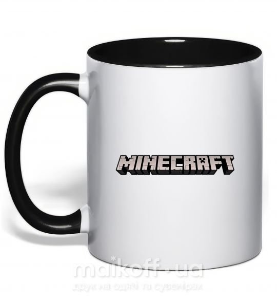 Чашка с цветной ручкой Minecraft logo 3d Черный фото