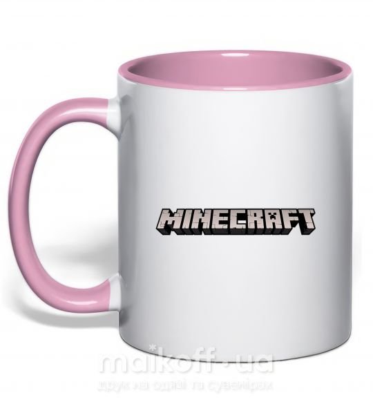 Чашка з кольоровою ручкою Minecraft logo 3d Ніжно рожевий фото