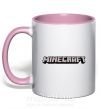 Чашка с цветной ручкой Minecraft logo 3d Нежно розовый фото