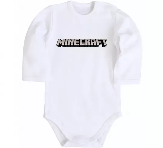 Детский боди Minecraft logo 3d Белый фото
