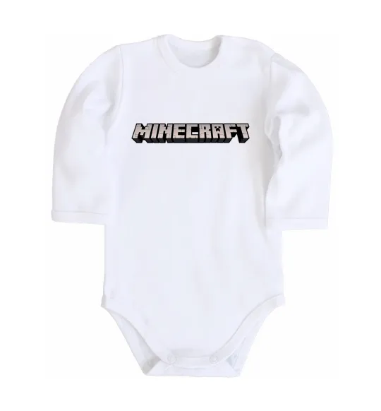 Детский боди Minecraft logo 3d Белый фото