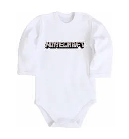 Дитячий бодік Minecraft logo 3d Білий фото