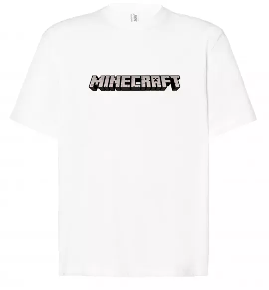 Футболка Оверсайз Minecraft logo 3d Білий фото