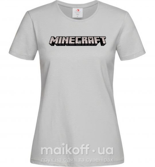 Женская футболка Minecraft logo 3d Серый фото