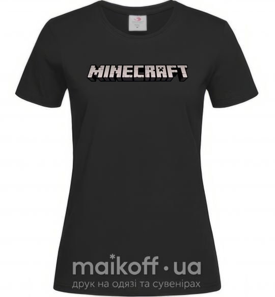 Жіноча футболка Minecraft logo 3d Чорний фото