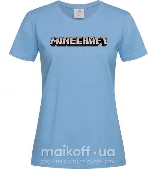 Женская футболка Minecraft logo 3d Голубой фото