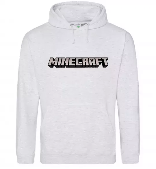 Чоловіча толстовка (худі) Minecraft logo 3d Сірий меланж фото