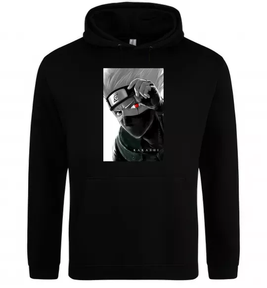Чоловіча толстовка (худі) Naruto Kakashi чб Чорний фото