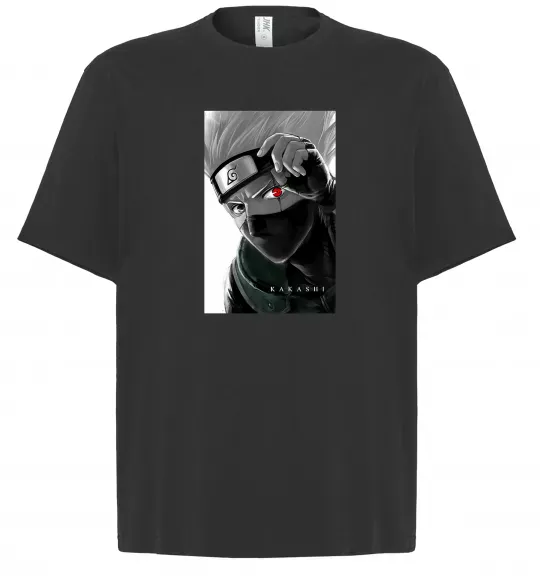 Футболка Оверсайз Naruto Kakashi чб Черный фото