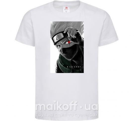 Дитяча футболка Naruto Kakashi чб Білий фото