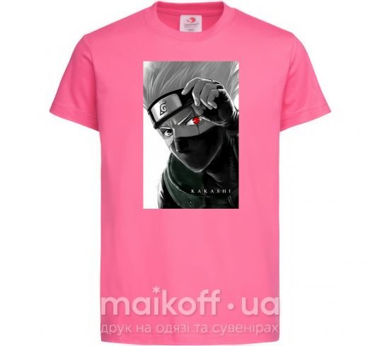 Детская футболка Naruto Kakashi чб Ярко-розовый фото