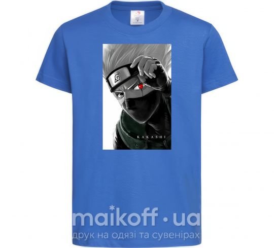 Детская футболка Naruto Kakashi чб Ярко-синий фото